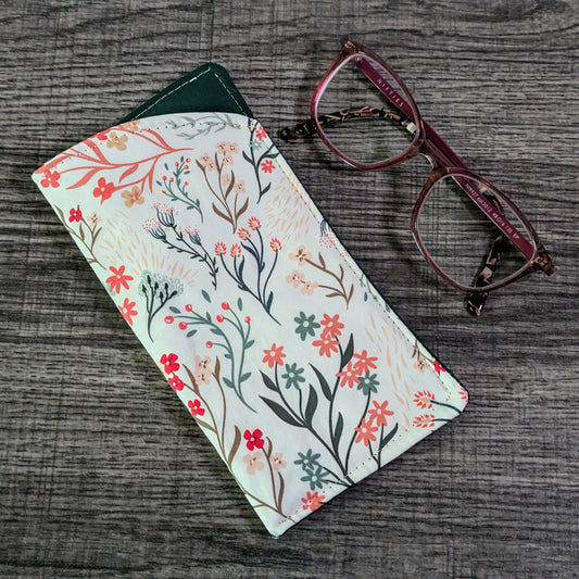 White Wildflower Eyeglass Pouch