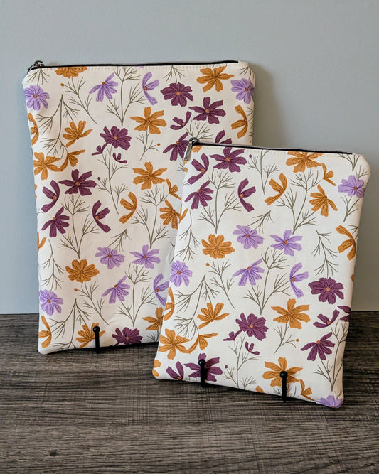 Cream Floral Cotton Book & E-Reader Sleeve