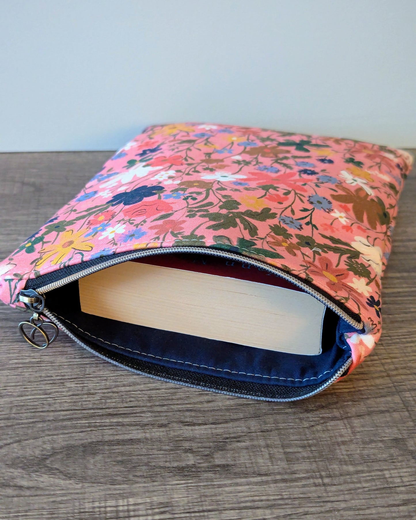 Pink Wildflower Cotton Book & E-Reader Sleeve