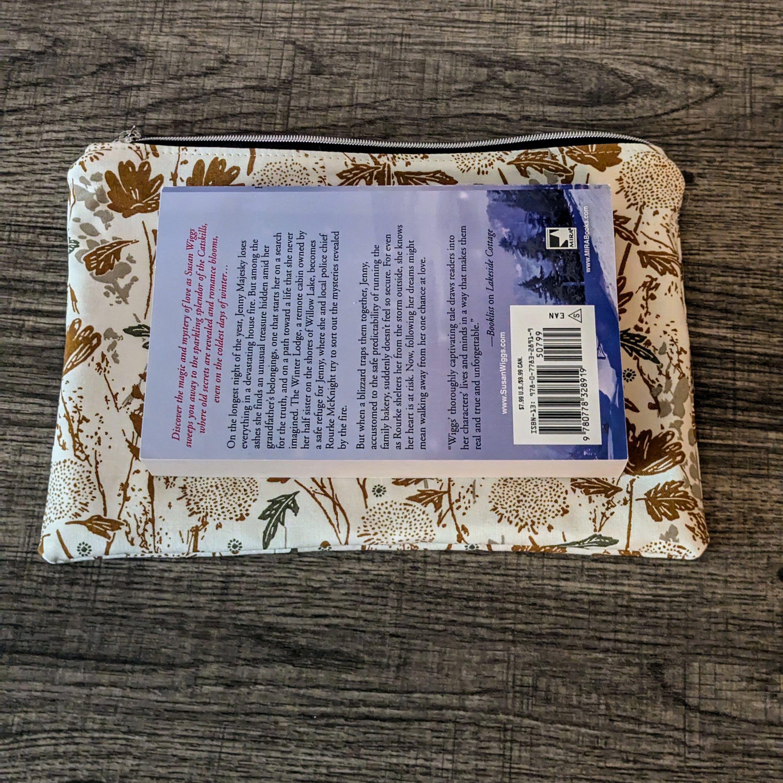 Cream Floral Cotton Zipper Pouch - Image 10