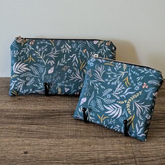 Teal Seaweed Cotton Zipper Pouch