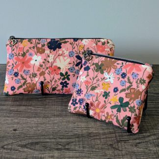 Pink Wildflower Cotton Zipper Pouch