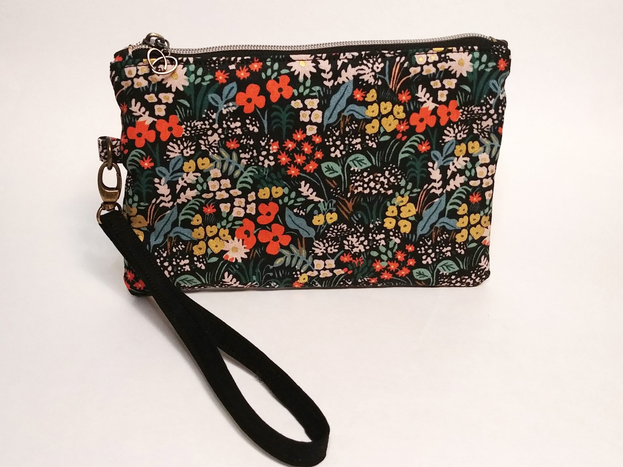Black Meadow Floral Canvas Wristlet - Image 2
