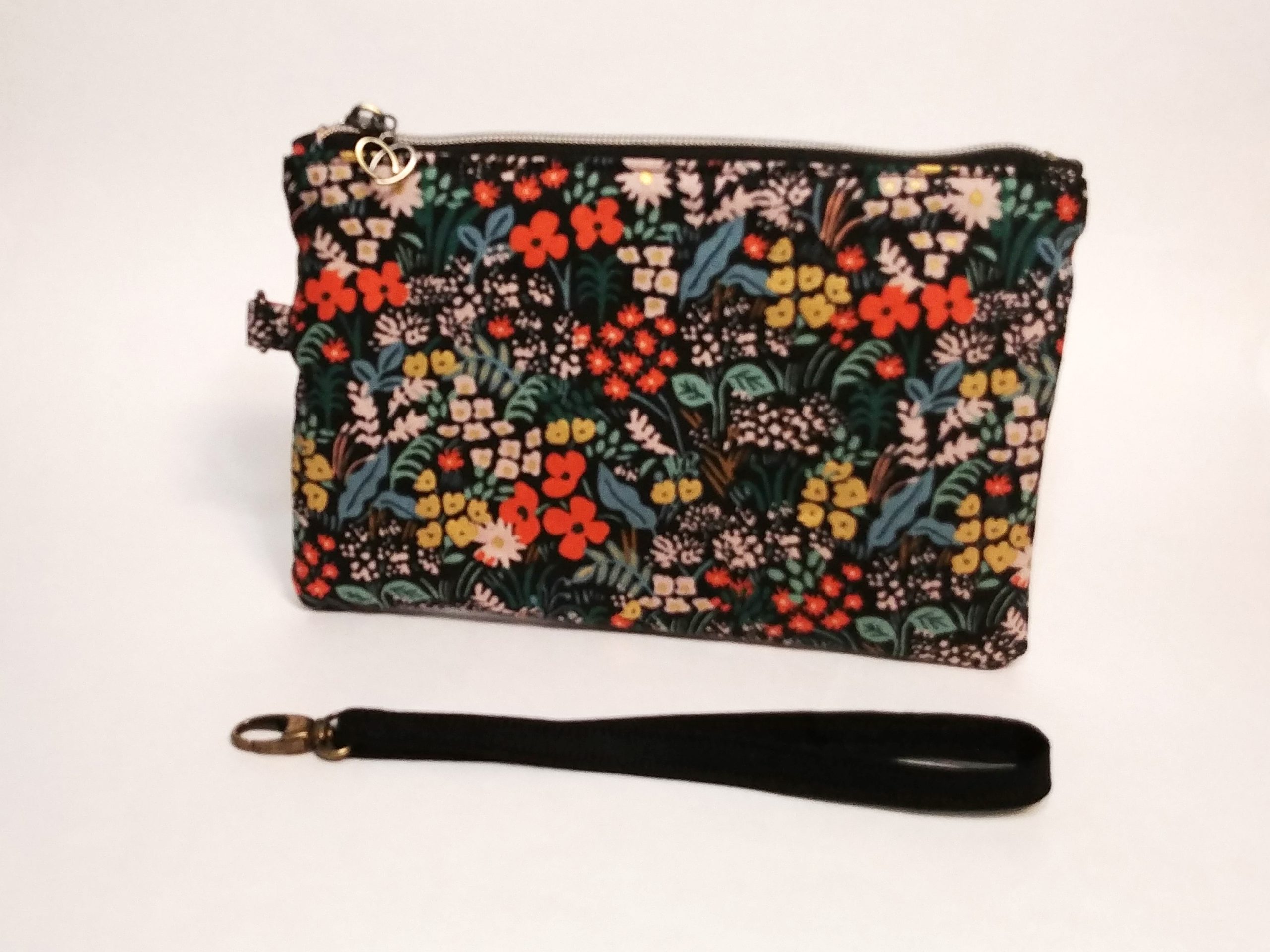 Black Meadow Floral Canvas Wristlet - Image 3