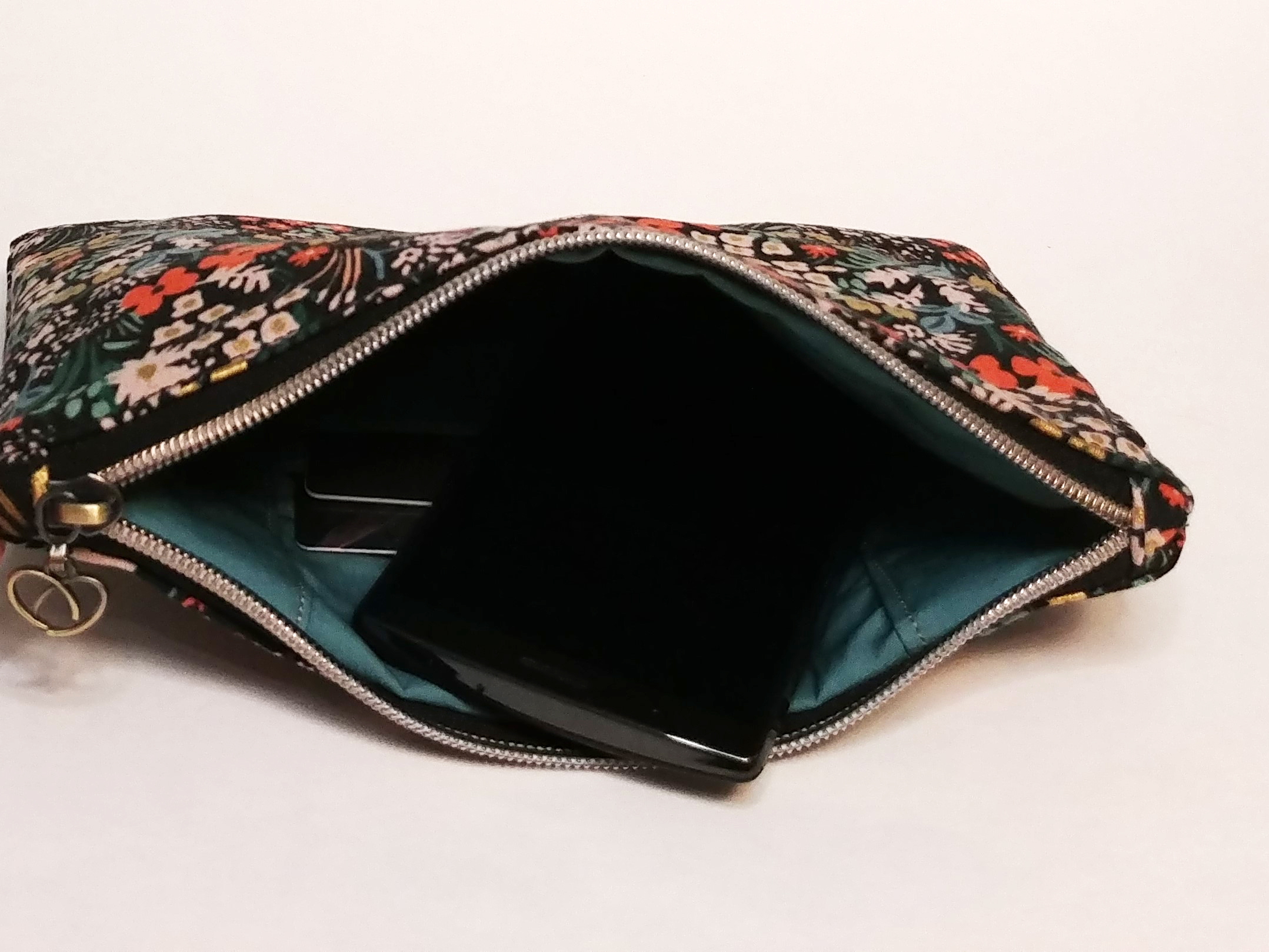 Black Meadow Floral Canvas Wristlet - Image 5