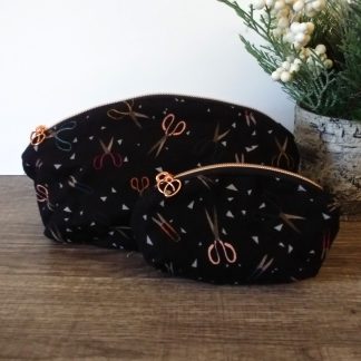 Black Scissors Canvas Makeup Bag