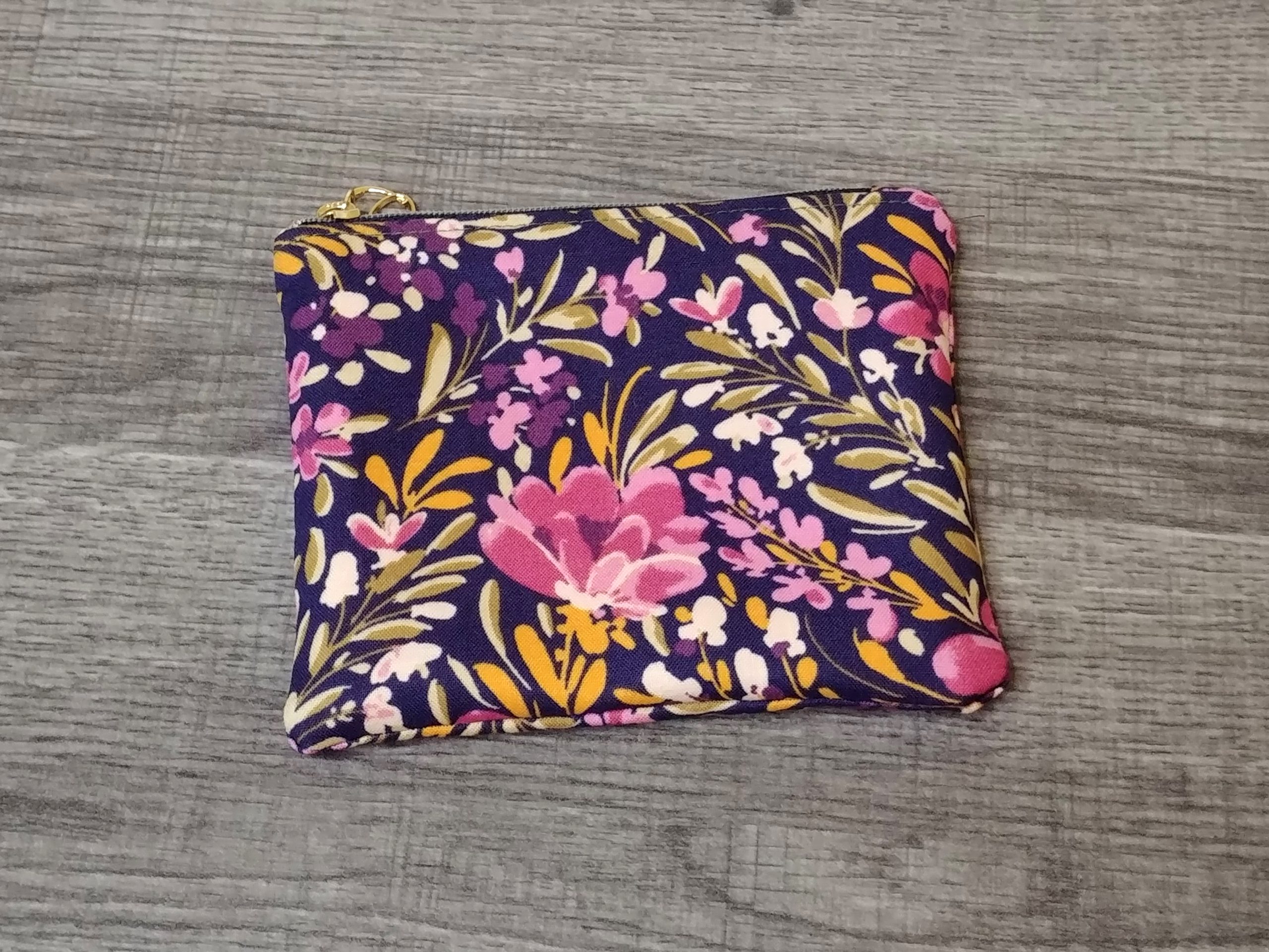 Pink Butterfly Floral Cotton Zipper Pouch - Image 2