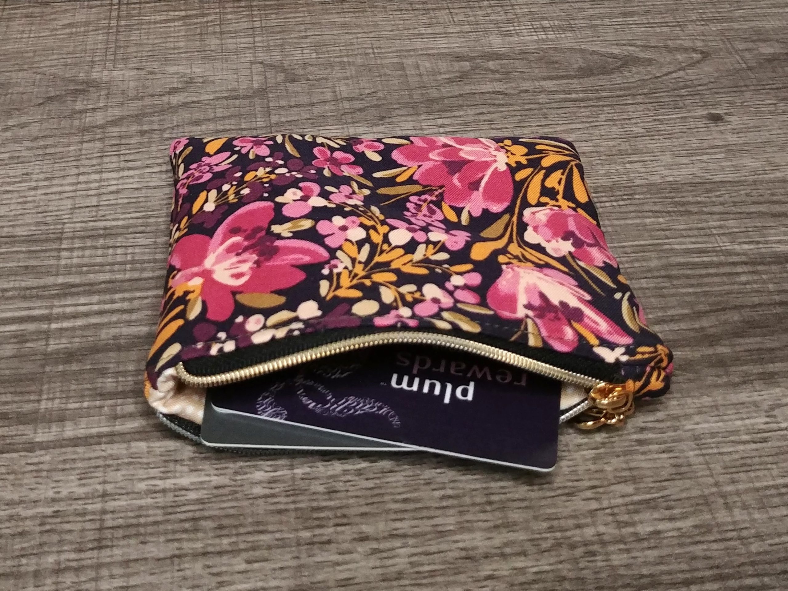 Pink Butterfly Floral Cotton Zipper Pouch - Image 4