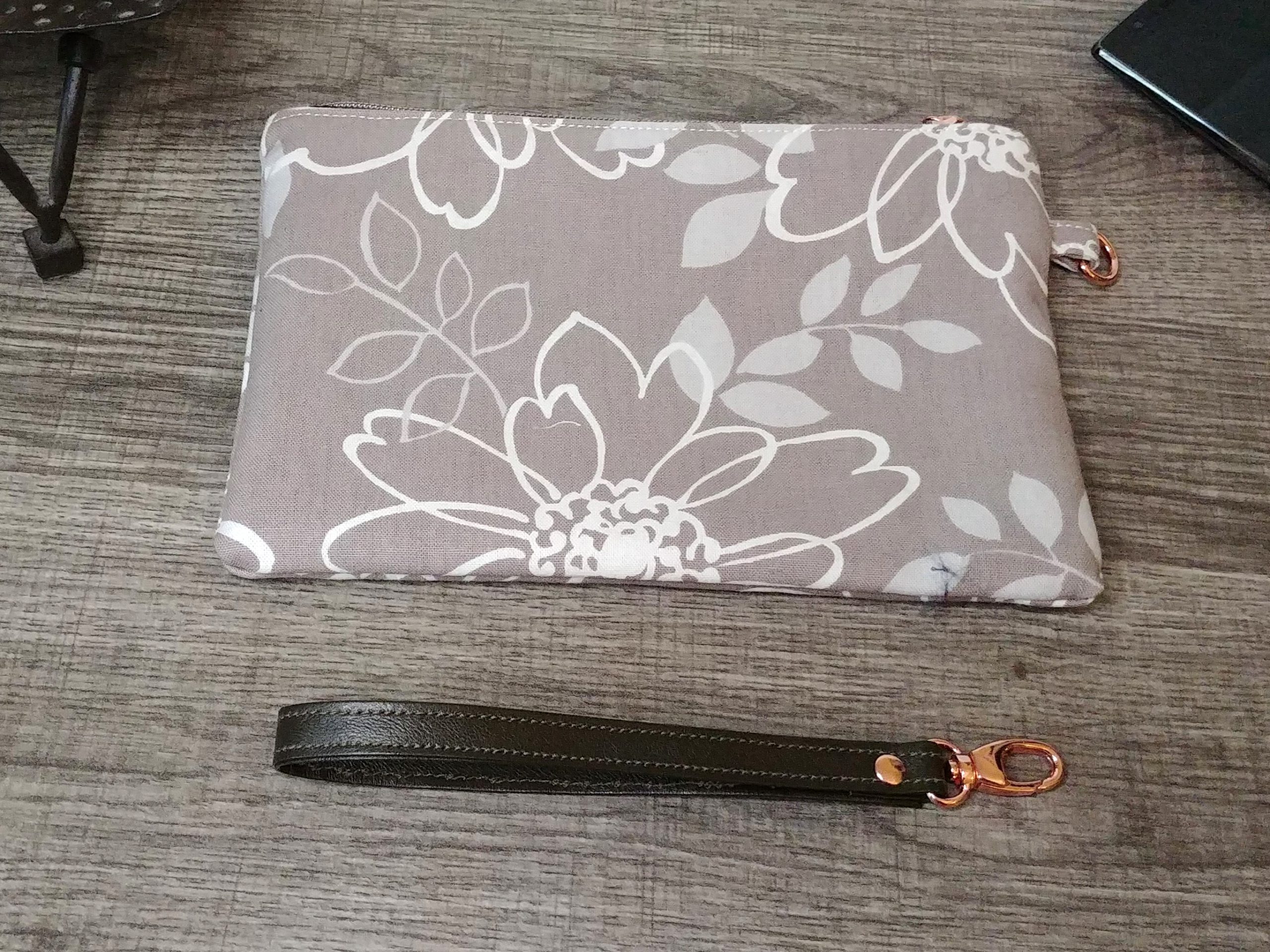 Grey Floral Canvas Wristlet - Image 2