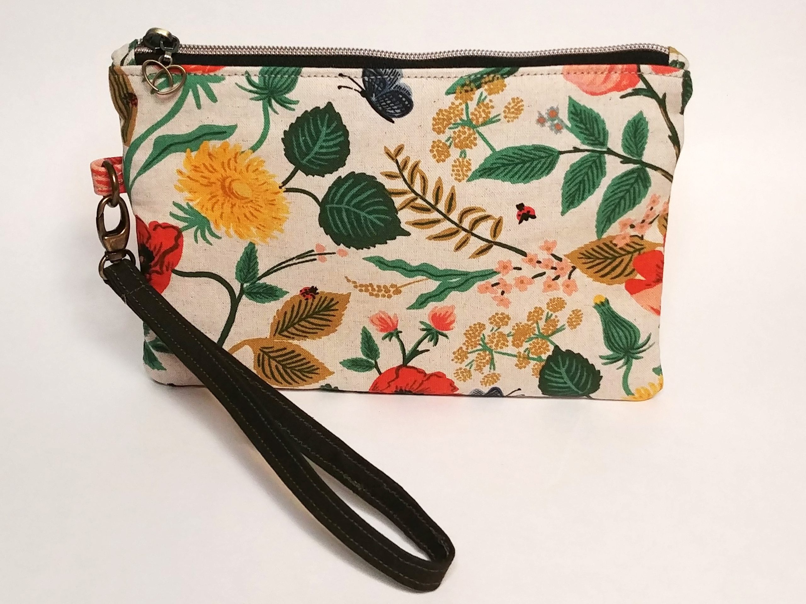 Natural Poppy Floral Canvas Wristlet - Image 2