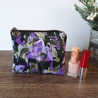 Purple Abstract Cotton Coin & Card Holder