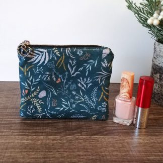 Teal Seaweed Cotton Zipper Pouch