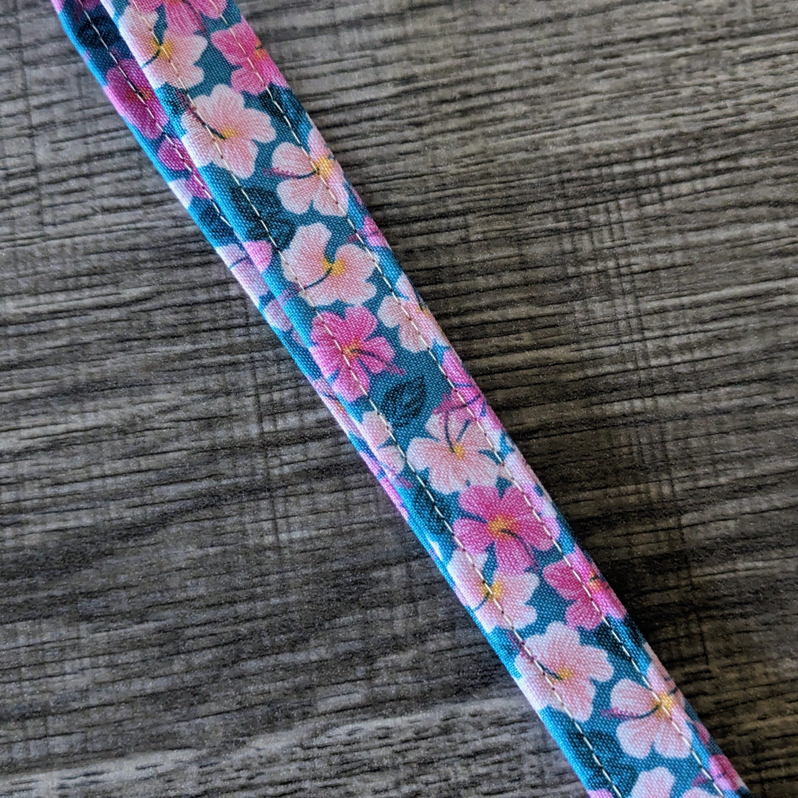 Pink Floral Cotton Wrist Lanyard - Image 2