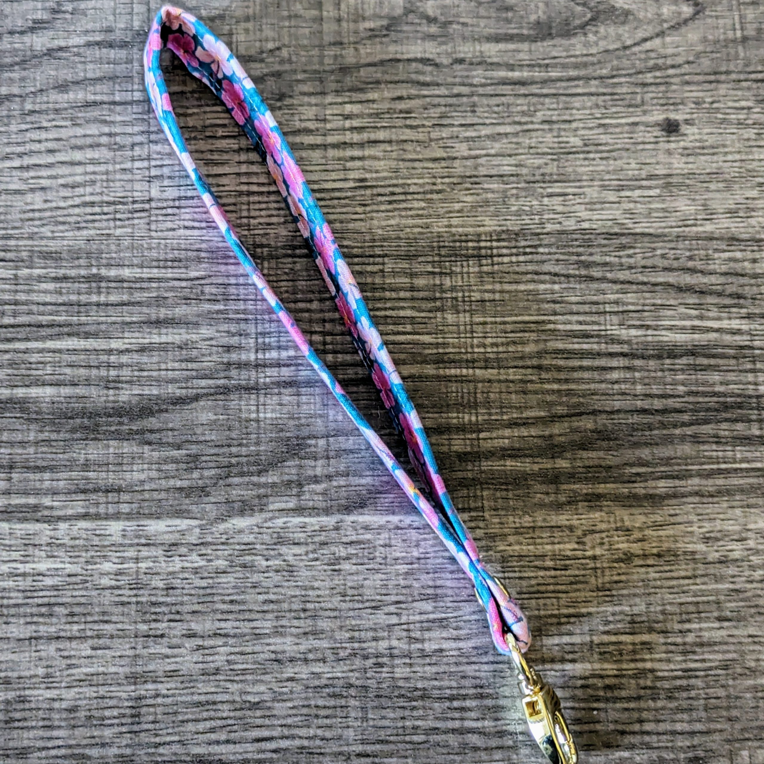 Pink Floral Cotton Wrist Lanyard - Image 3