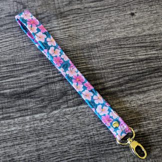 Pink Floral Cotton Wrist Lanyard