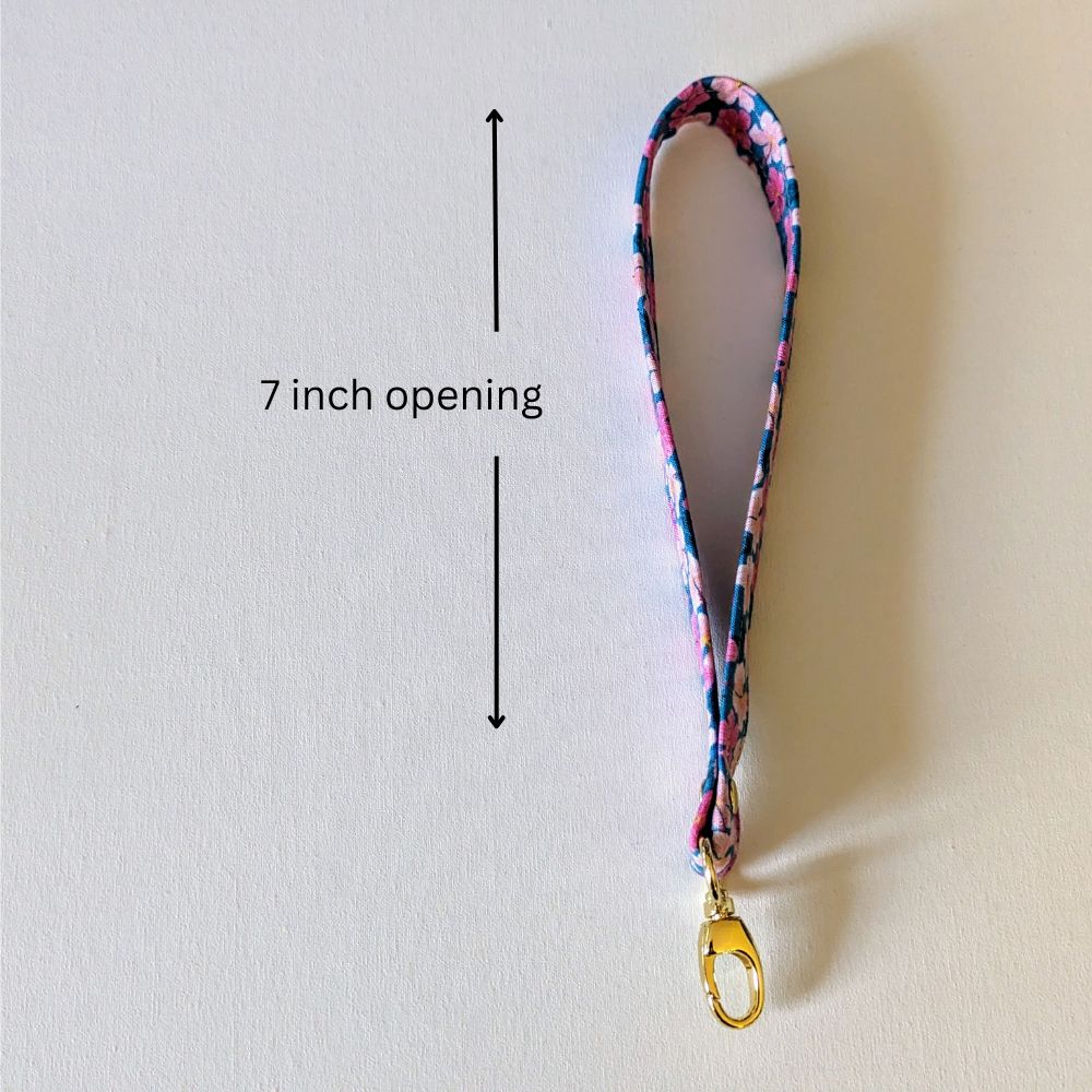 Pink Floral Cotton Wrist Lanyard - Image 5