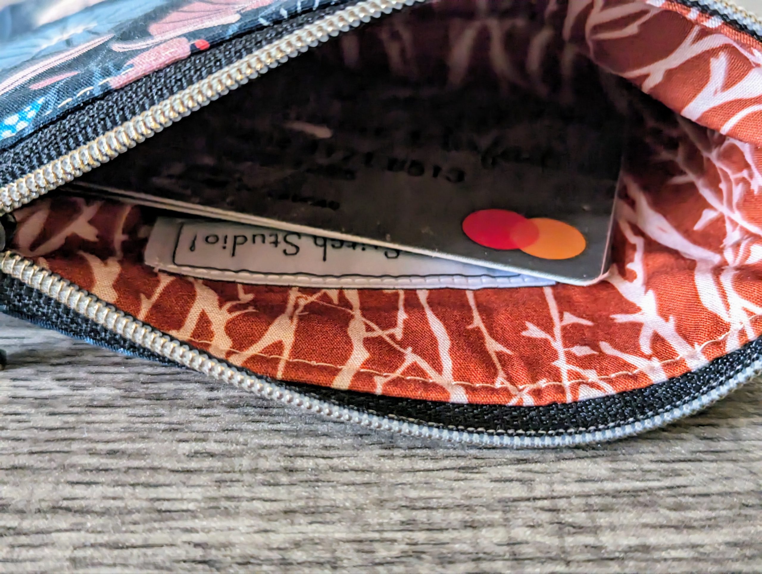 Dark Purple Modern Floral Cotton Zipper Pouch - Image 4