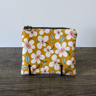 Yellow Daisy Cotton Zipper Pouch