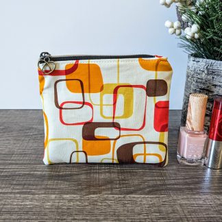 Retro Mod Print Cotton Zipper Pouch