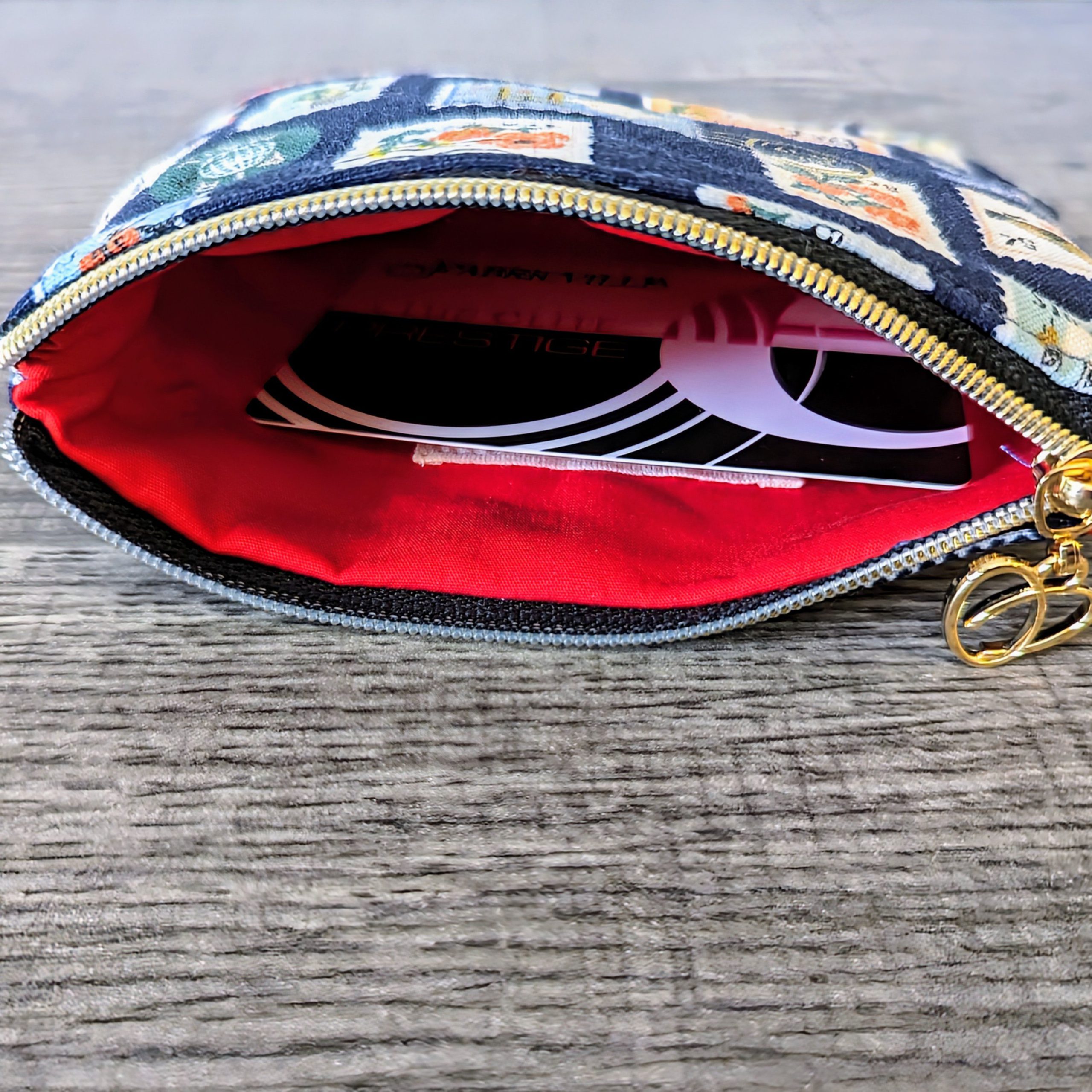 Navy Stamp Cotton Zipper Pouch - Image 3