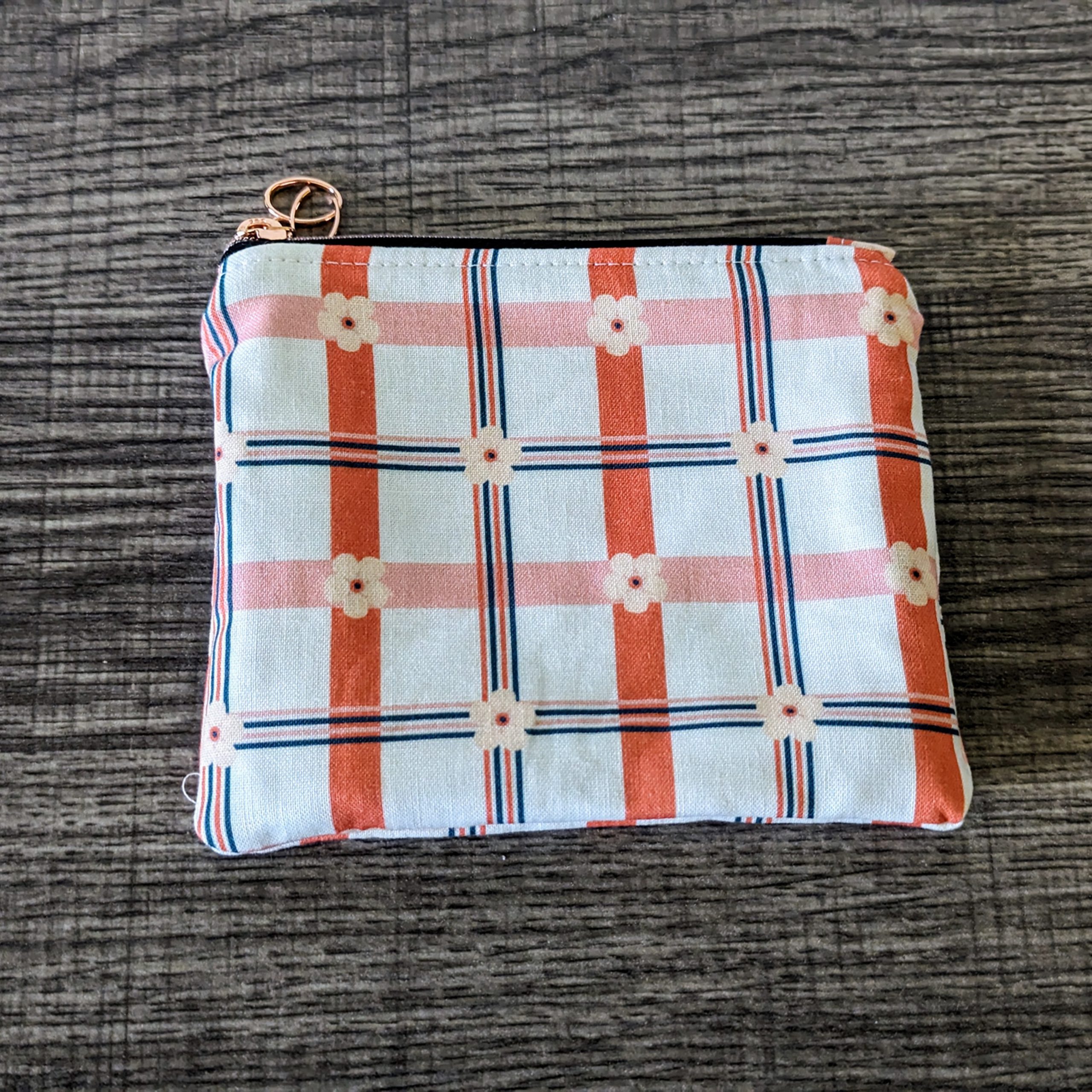 Plaid Floral Cotton Zipper Pouch - Image 5