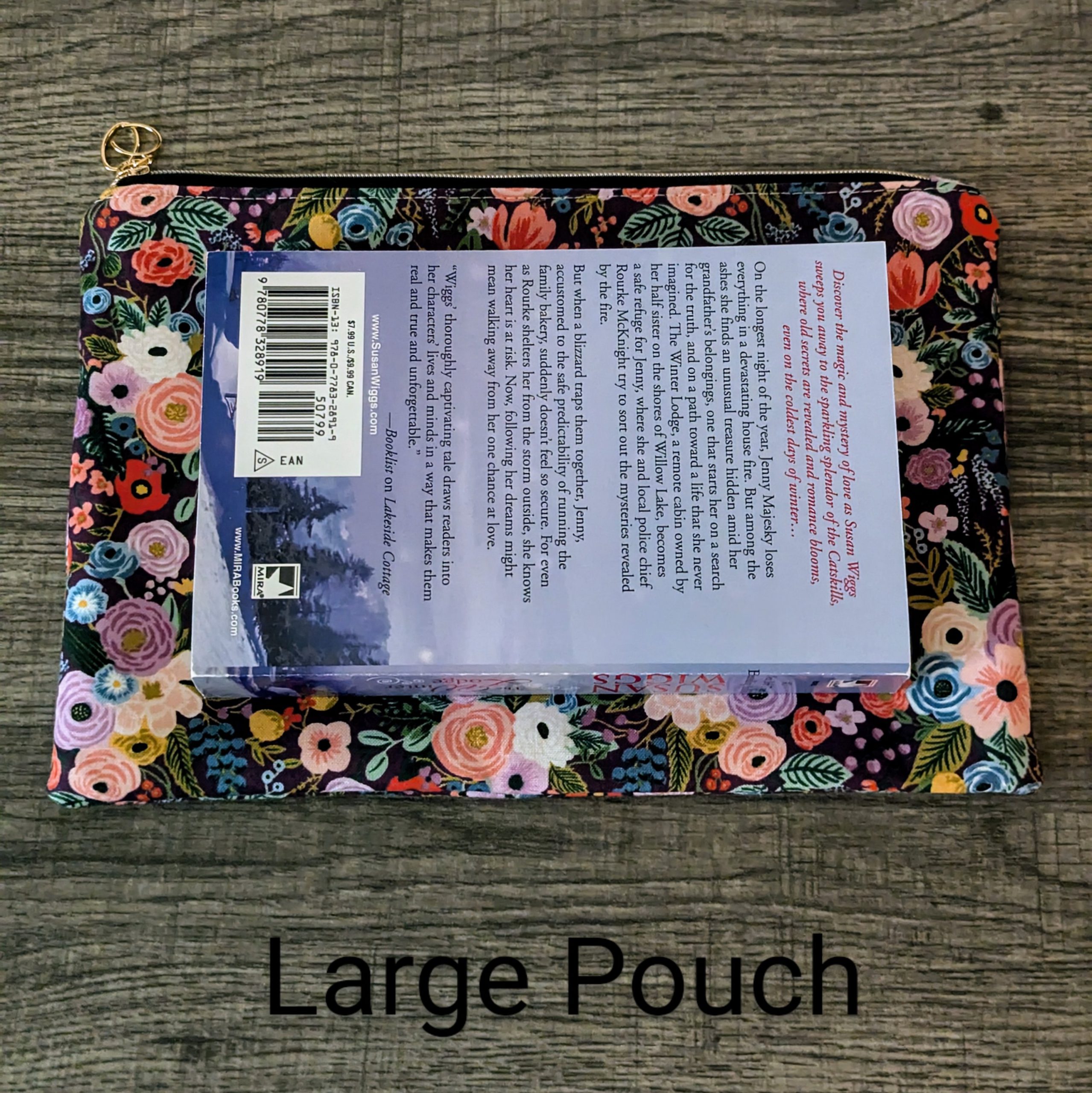 Burgundy Floral Cotton Zipper Pouch - Image 7