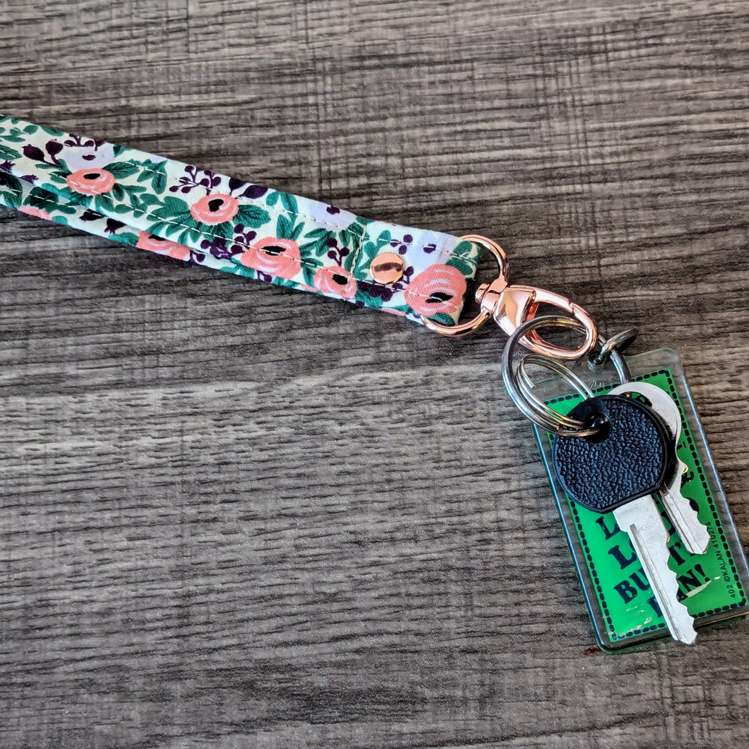 Lavender Floral Cotton Wrist Lanyard - Image 3