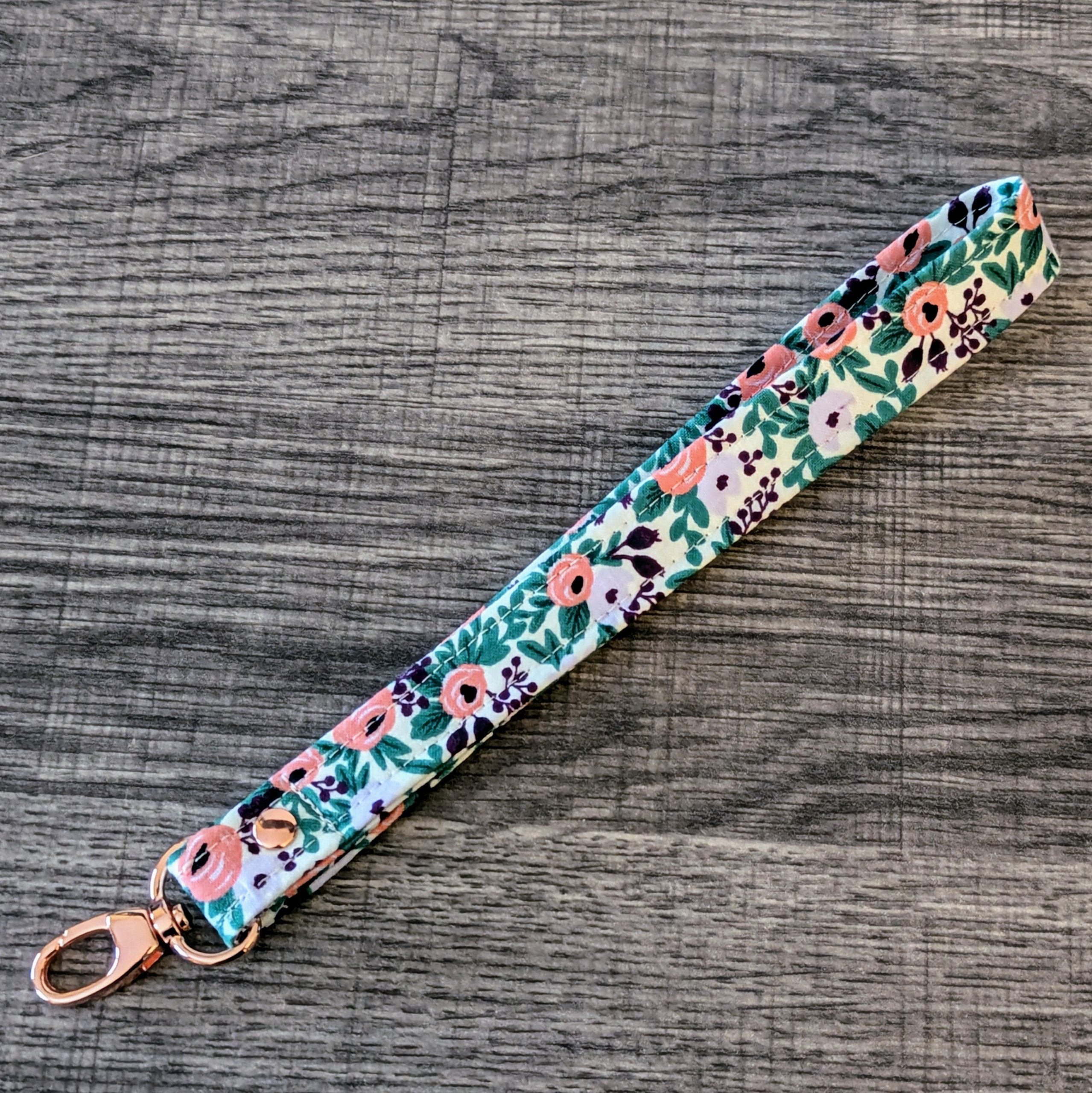 Lavender Floral Cotton Wrist Lanyard