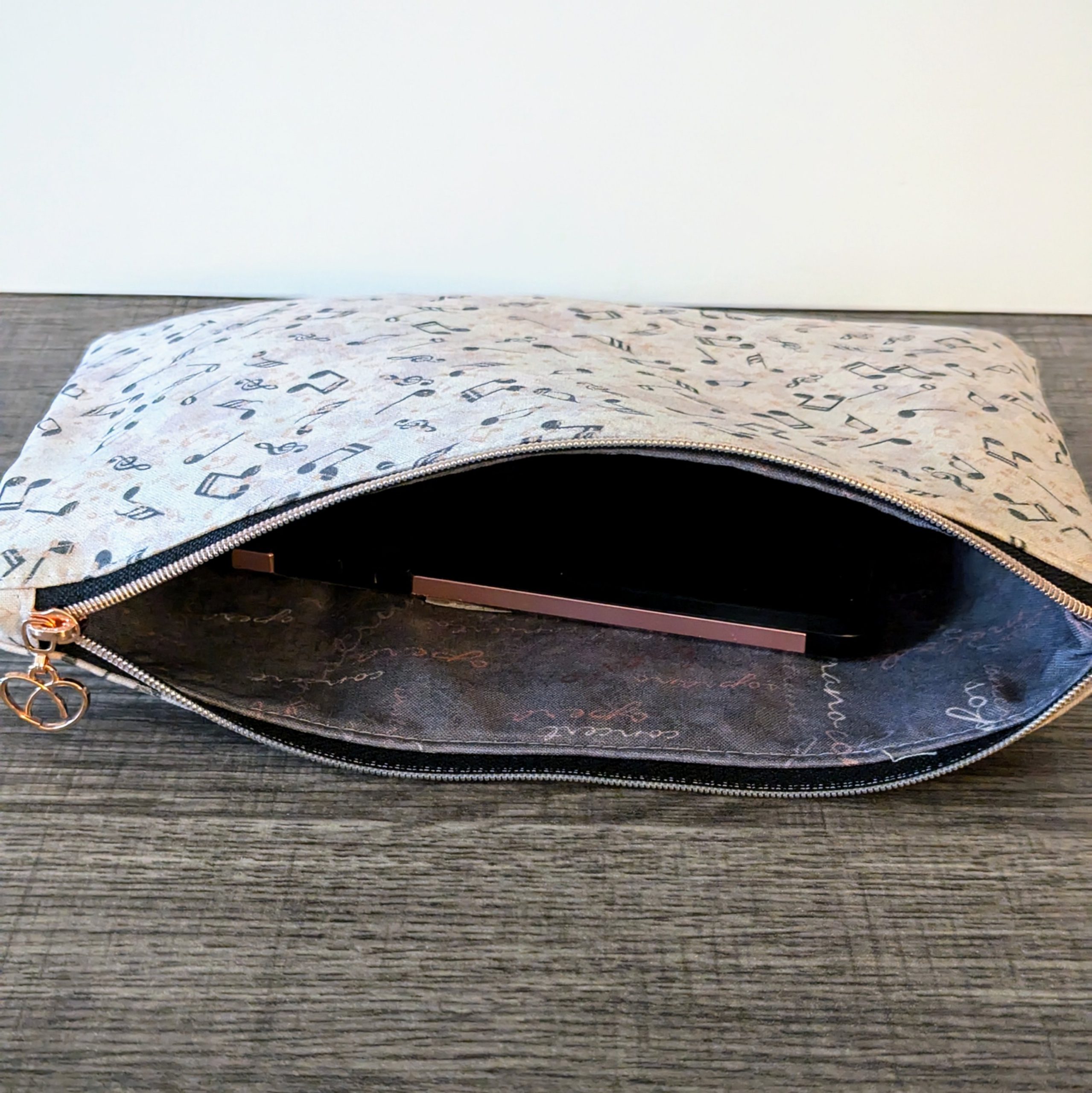 Cream Music Note Cotton Zipper Pouch - Image 5