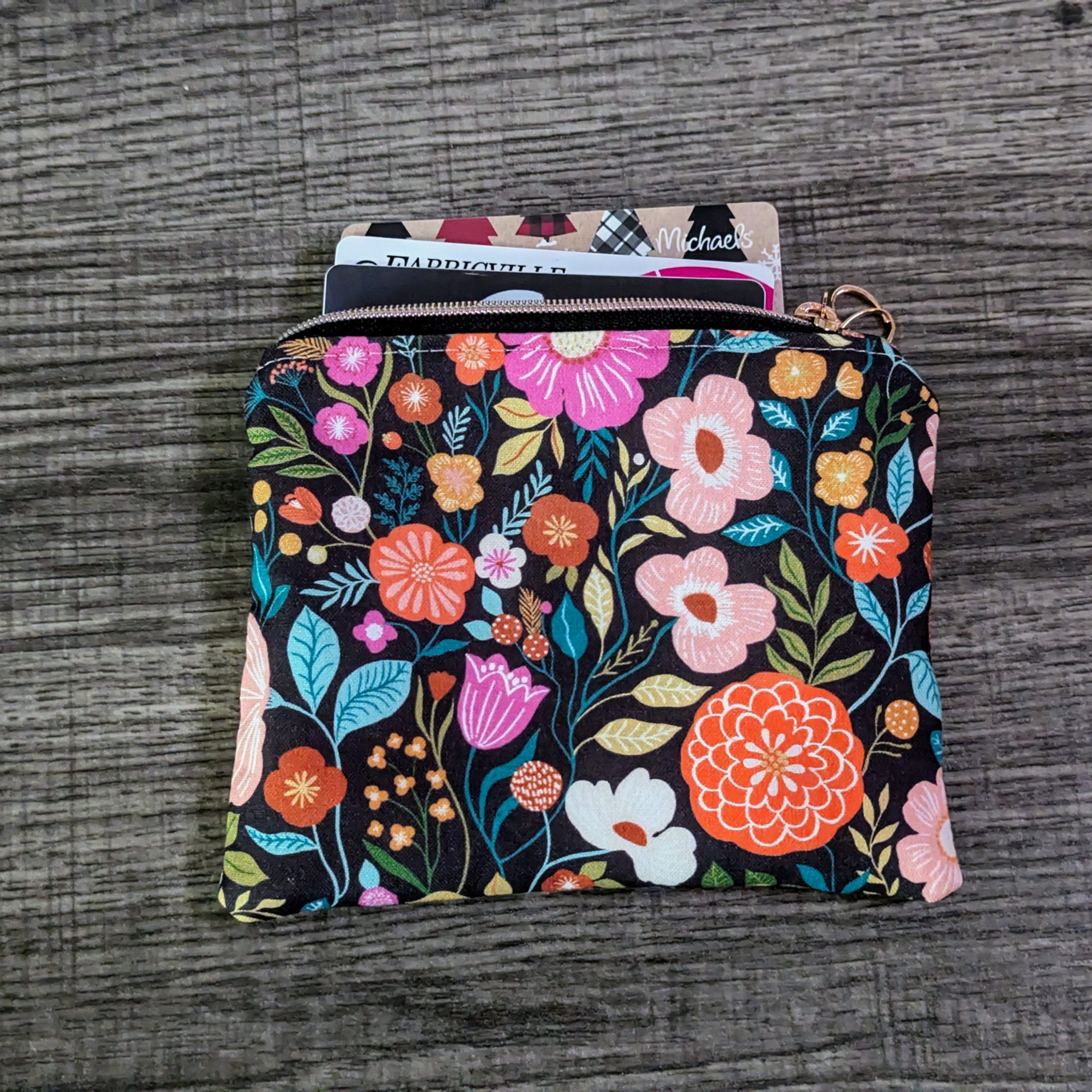 Bright Floral Cotton Zipper Pouch - Image 3