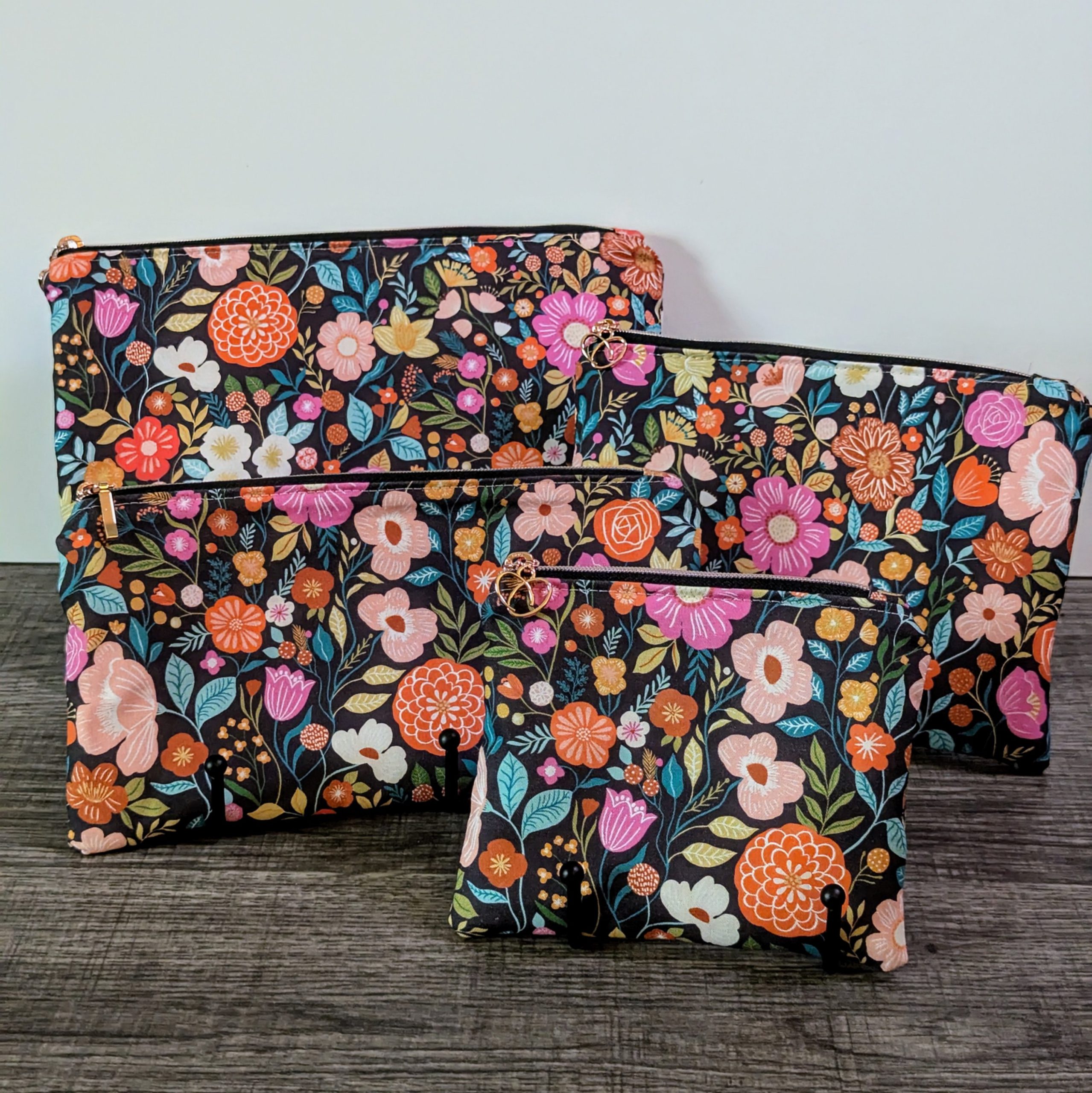 Bright Floral Cotton Zipper Pouch