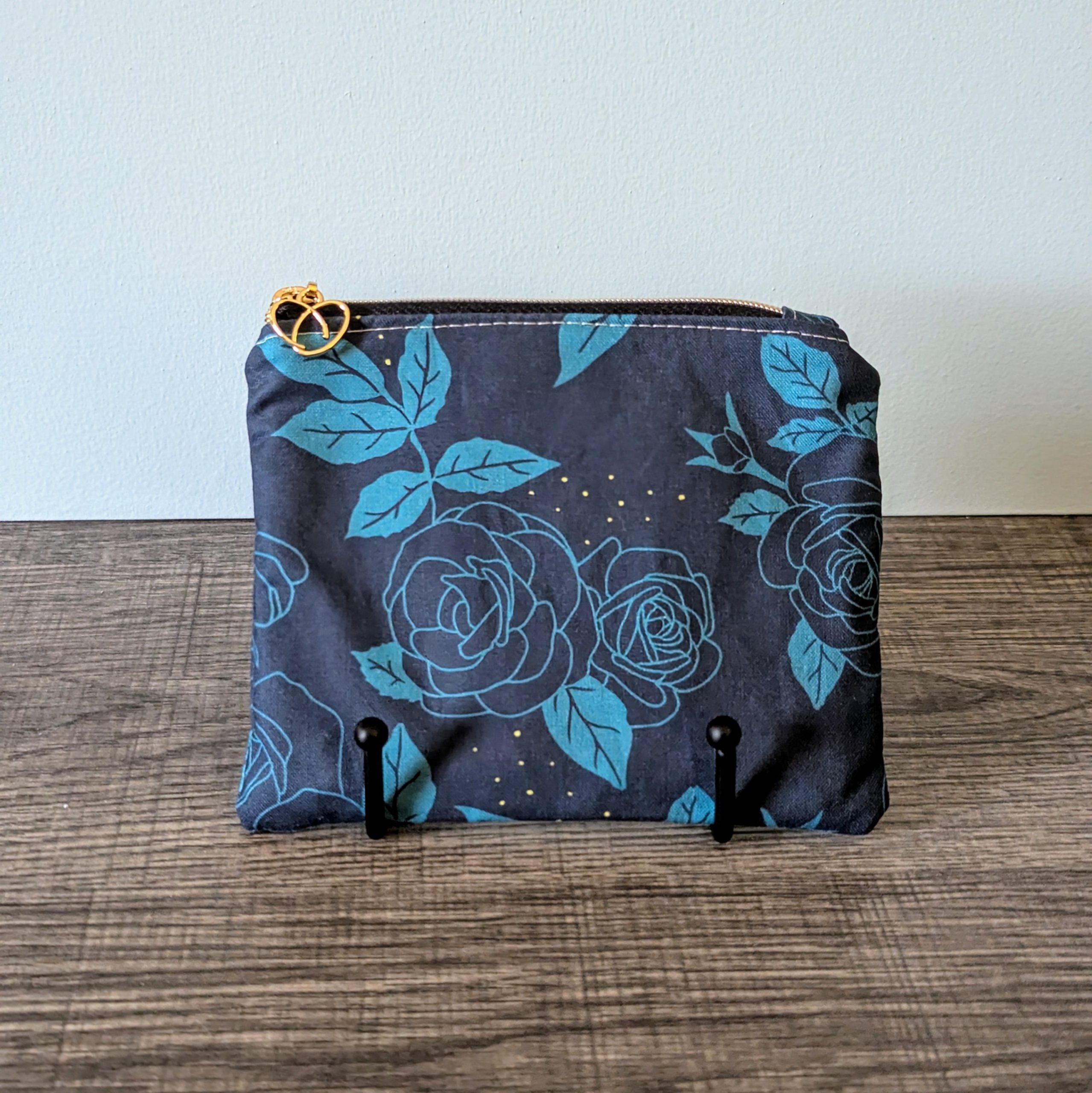 Night Rose Cotton Zipper Pouch