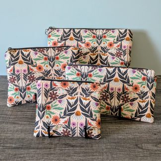 Modern Wildflower Cotton Zipper Pouch