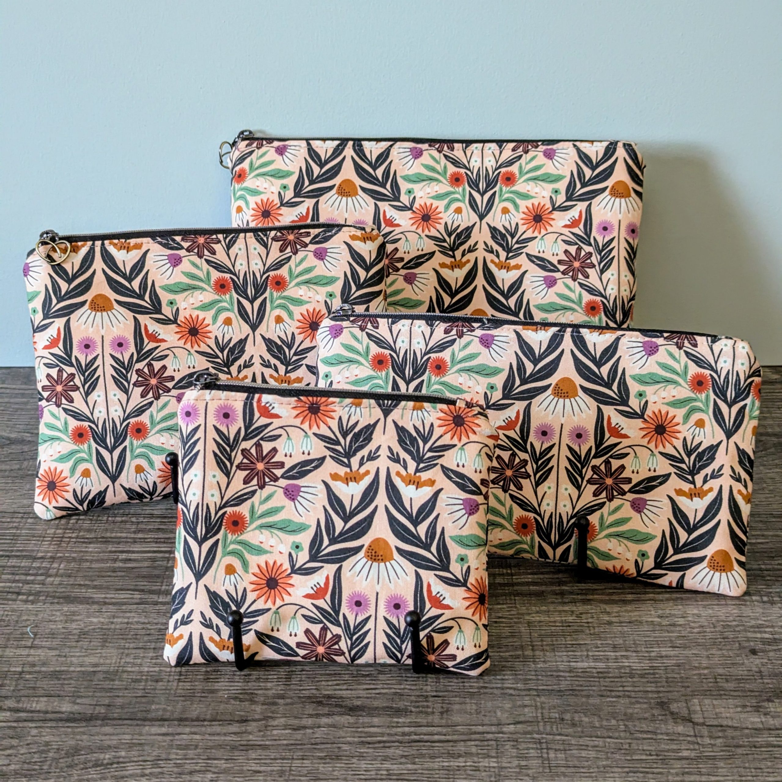 Modern Wildflower Cotton Zipper Pouch