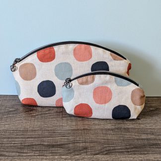 Polka Dot Linen Canvas Zipper Pouch