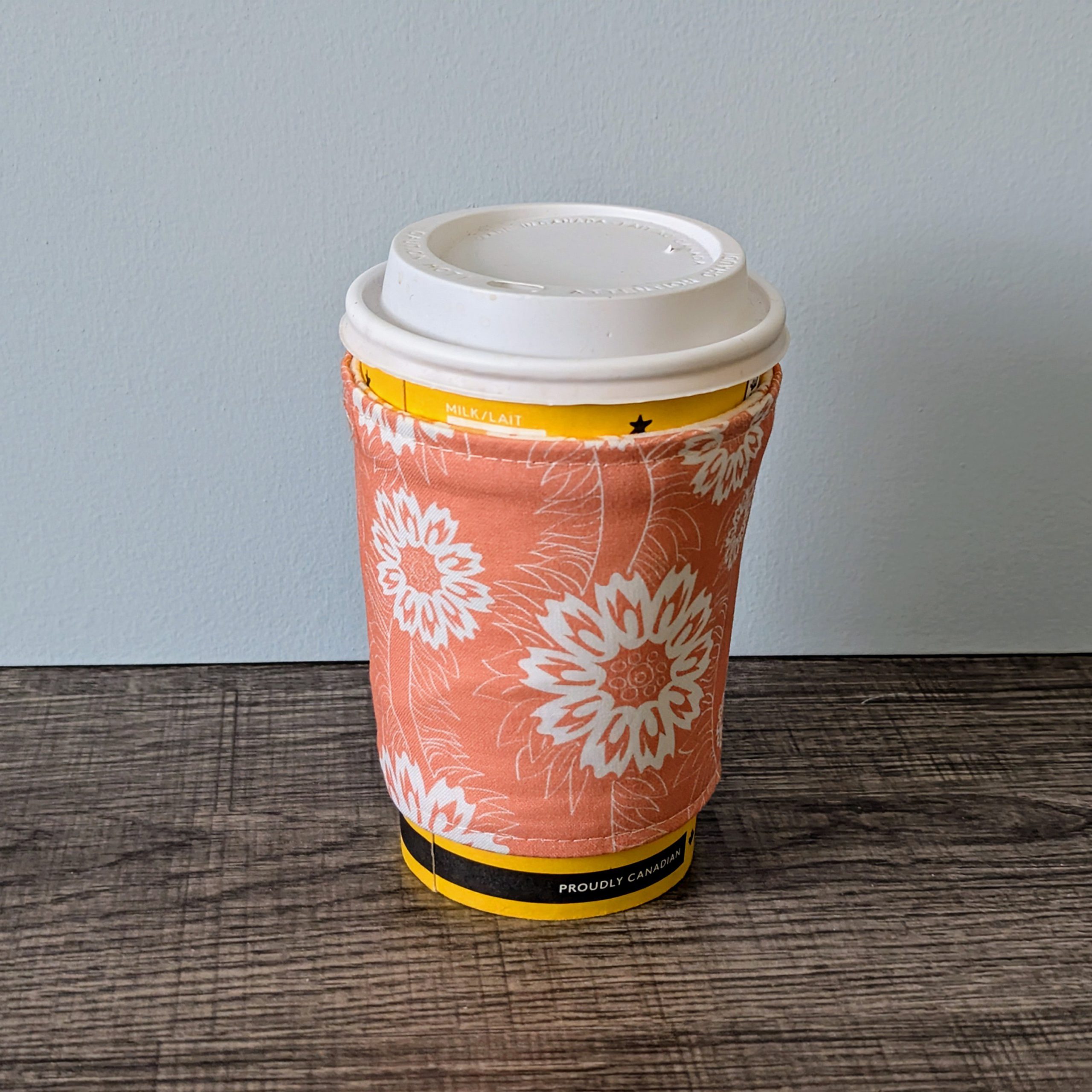 Yellow & Pink Floral Coffee Sleeve - Image 3
