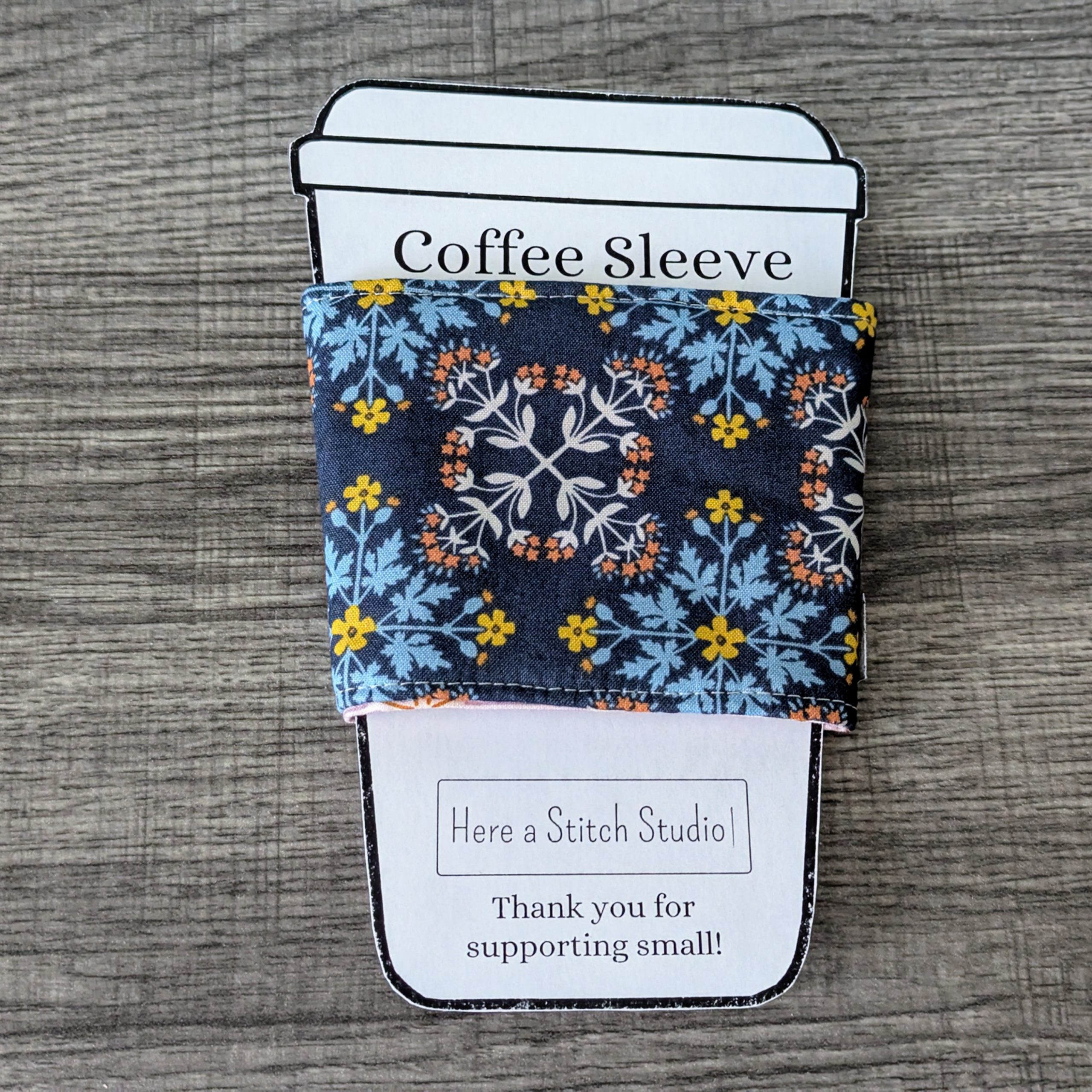 Blue Floral Coffee Sleeve - Image 6