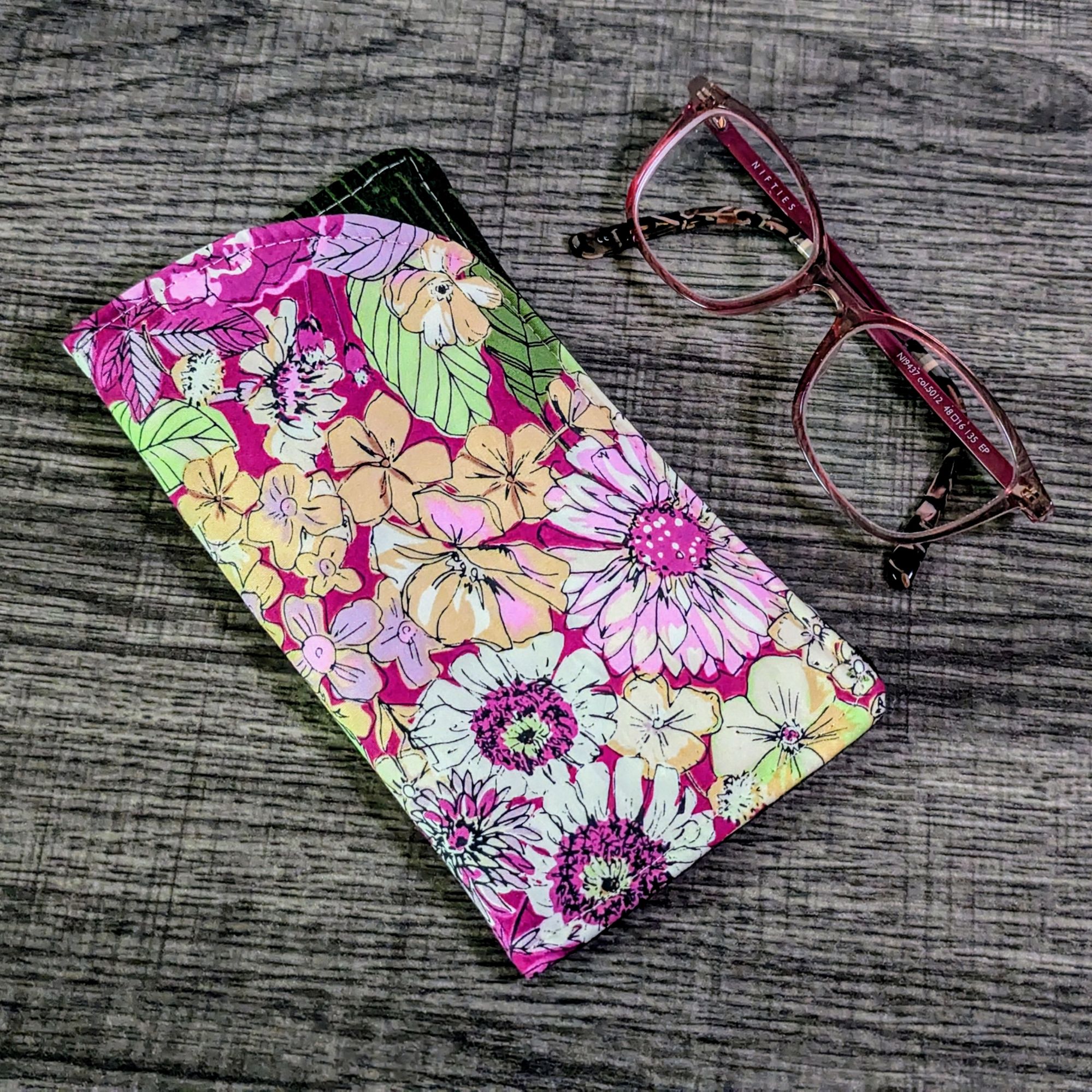Purple Floral Eyeglass Pouch