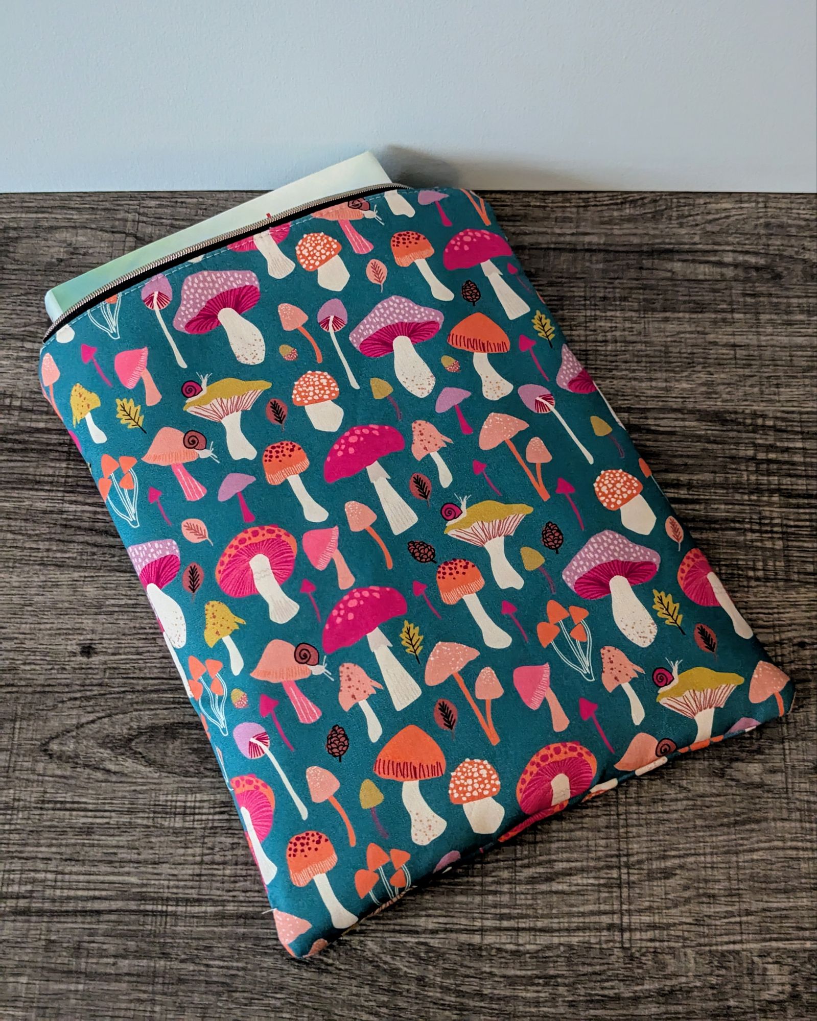 Turquoise Mushroom Book & E-Reader Sleeve - Image 2