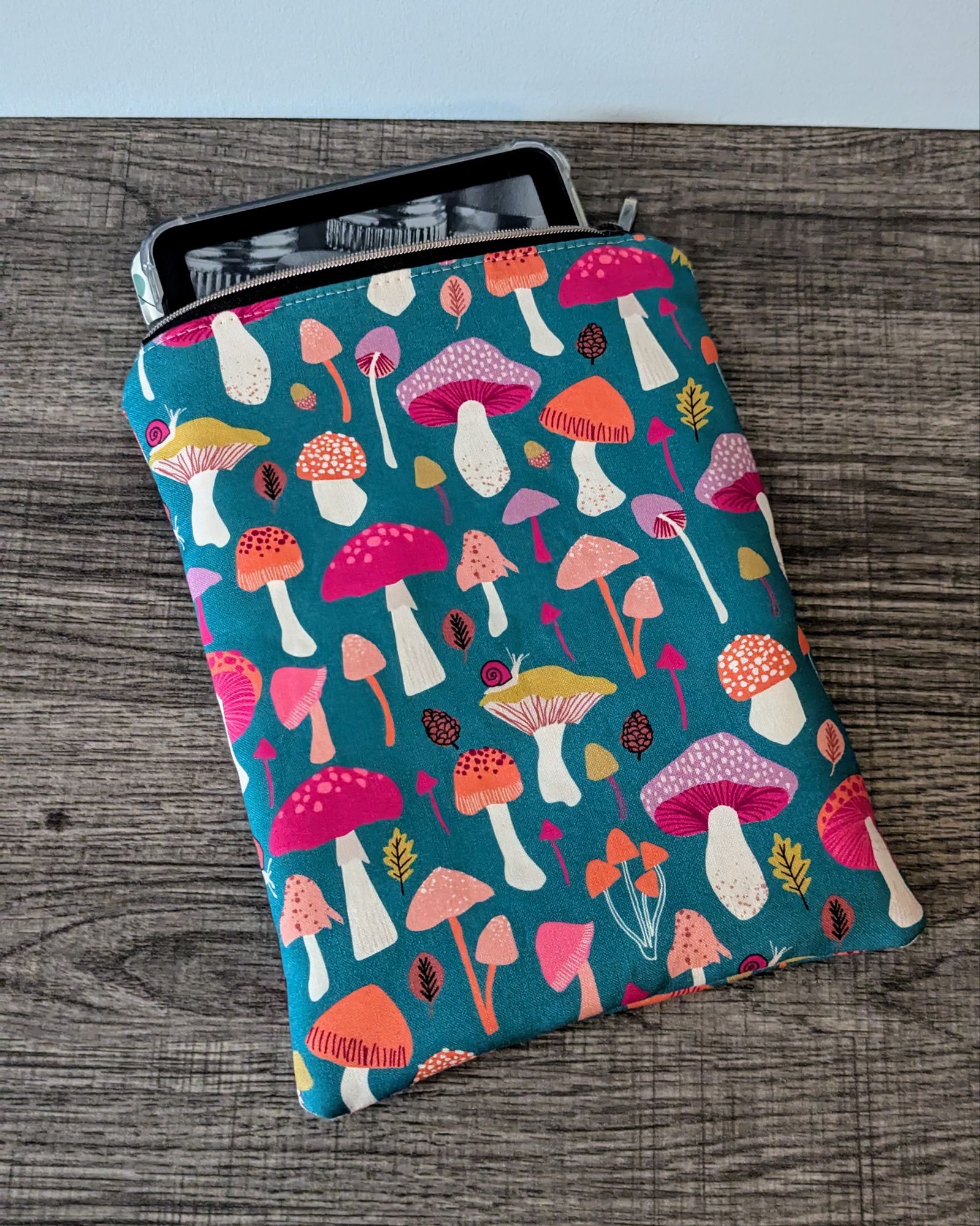 Turquoise Mushroom Book & E-Reader Sleeve - Image 5