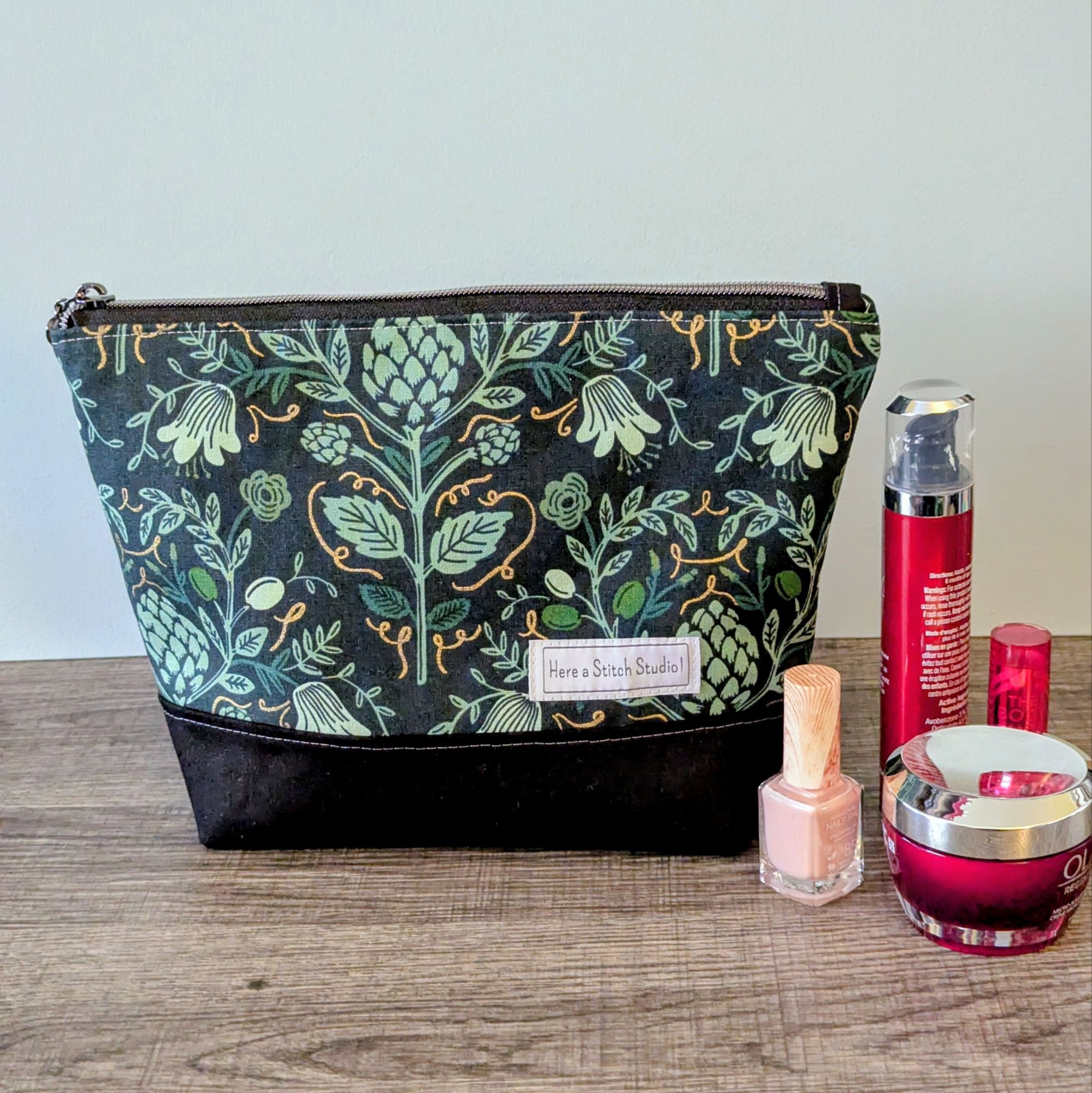 Hunter Green Canvas Zipper Pouch - Image 2