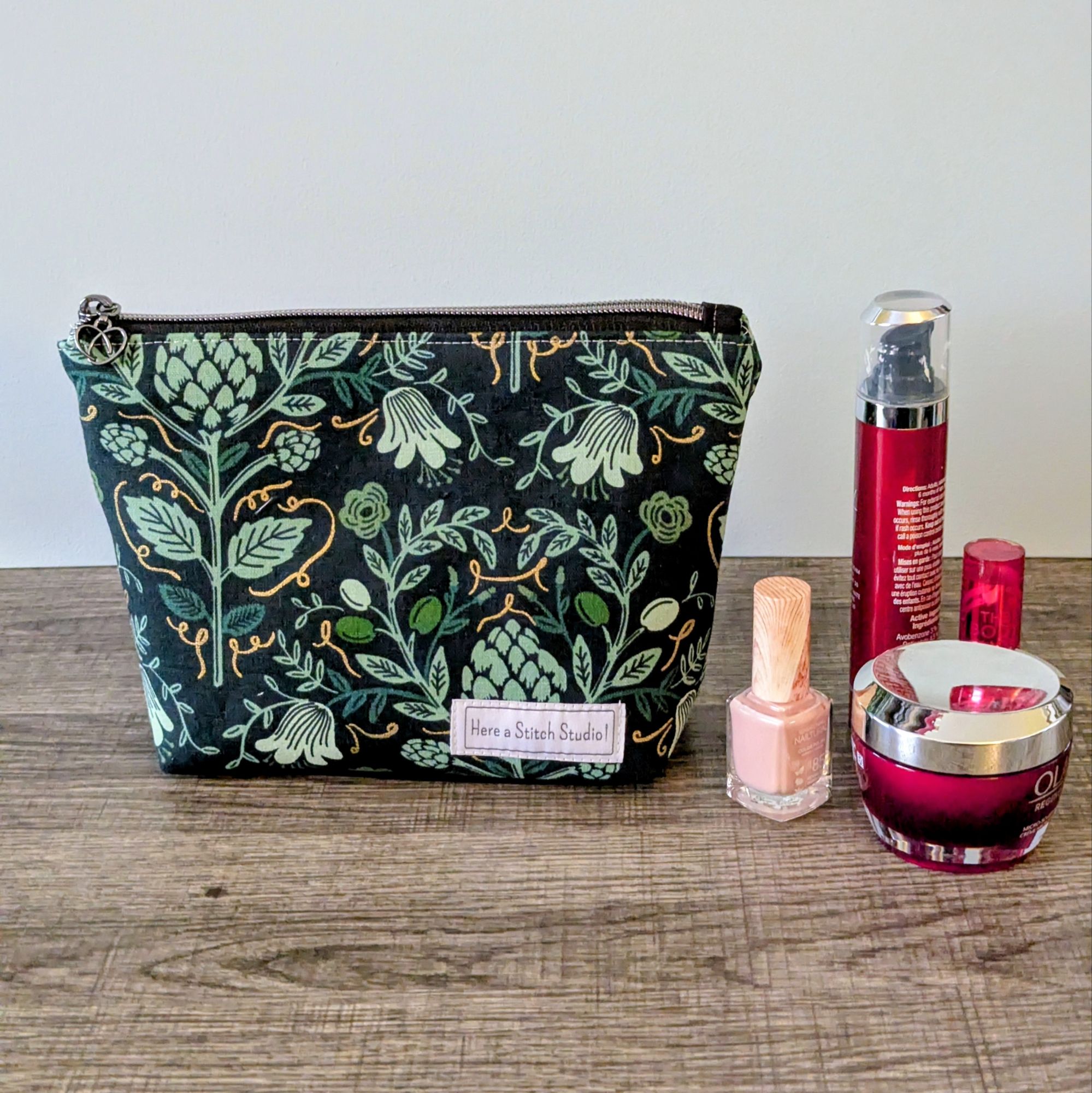 Hunter Green Canvas Zipper Pouch - Image 3